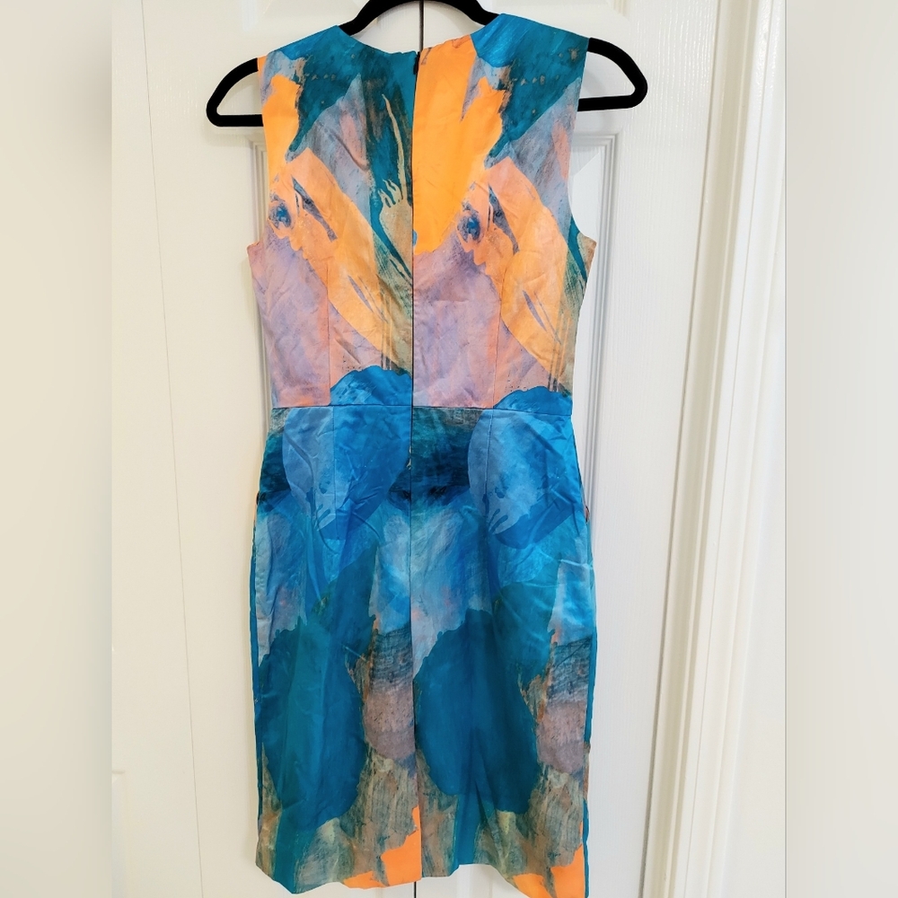 MILLY Dress, NEW! Size 2, SILK,‎ Abstract, colorful sheath - Picture 6 of 13